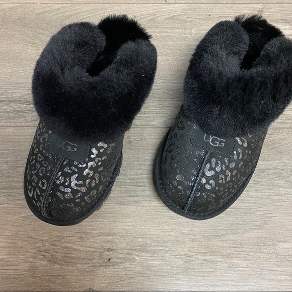 UGG | Coquette Snow Leopard Black Slippers 6 NEW - Picture 5 of 9